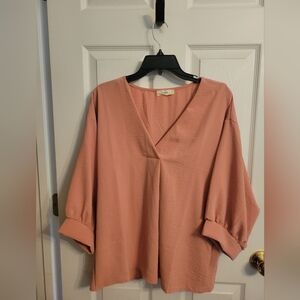 Entro Melon V-Neck Flowy Tunic Top